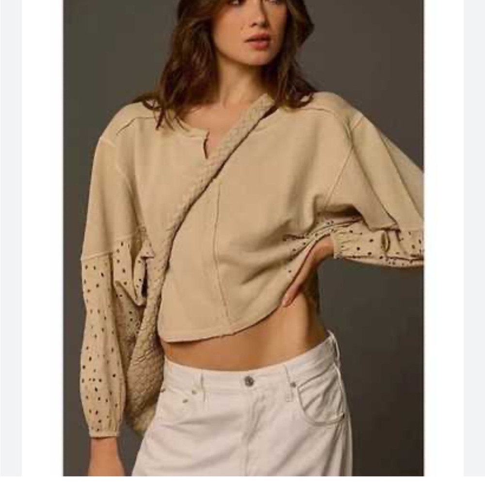 Anthro pilcro crop eyelet top; size S
